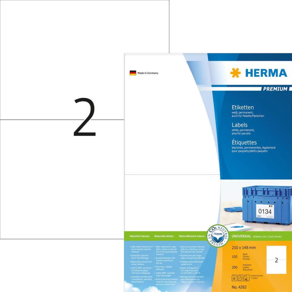 Etichete autoadezive Herma Premium A4 alb 210x148 mm