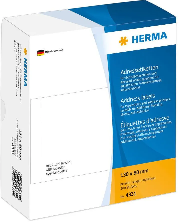 Etichete autoadezive pentru adrese Herma 4331 individuale 130x80 mm alb 500 buc