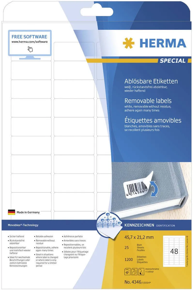 Etichete autoadezive Herma 4346 45,7x21,2 mm 1200 buc