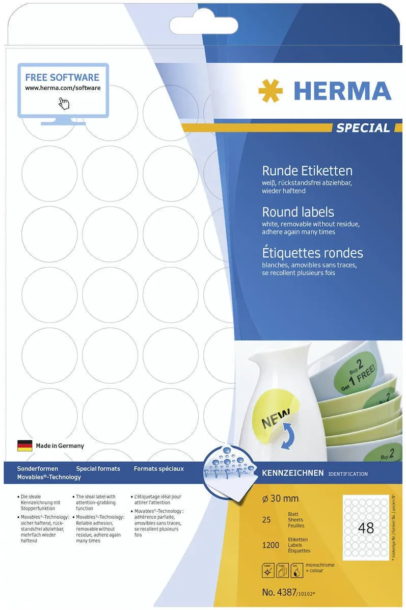 Etichete autoadezive Herma 4387 30 mm rotunde
