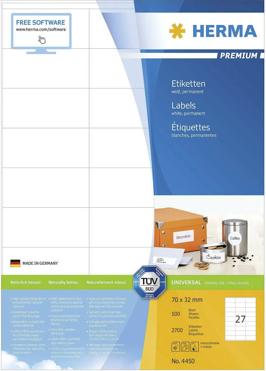 Etichete autoadezive Herma 4450 alb 70x32 mm