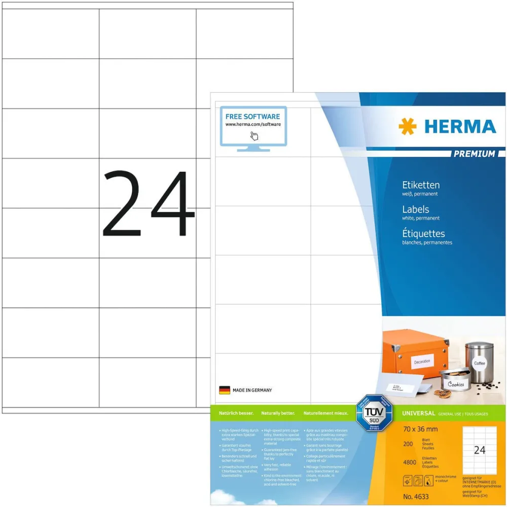 Etichete autoadezive Herma Premium A4 70x36 mm 4800 buc