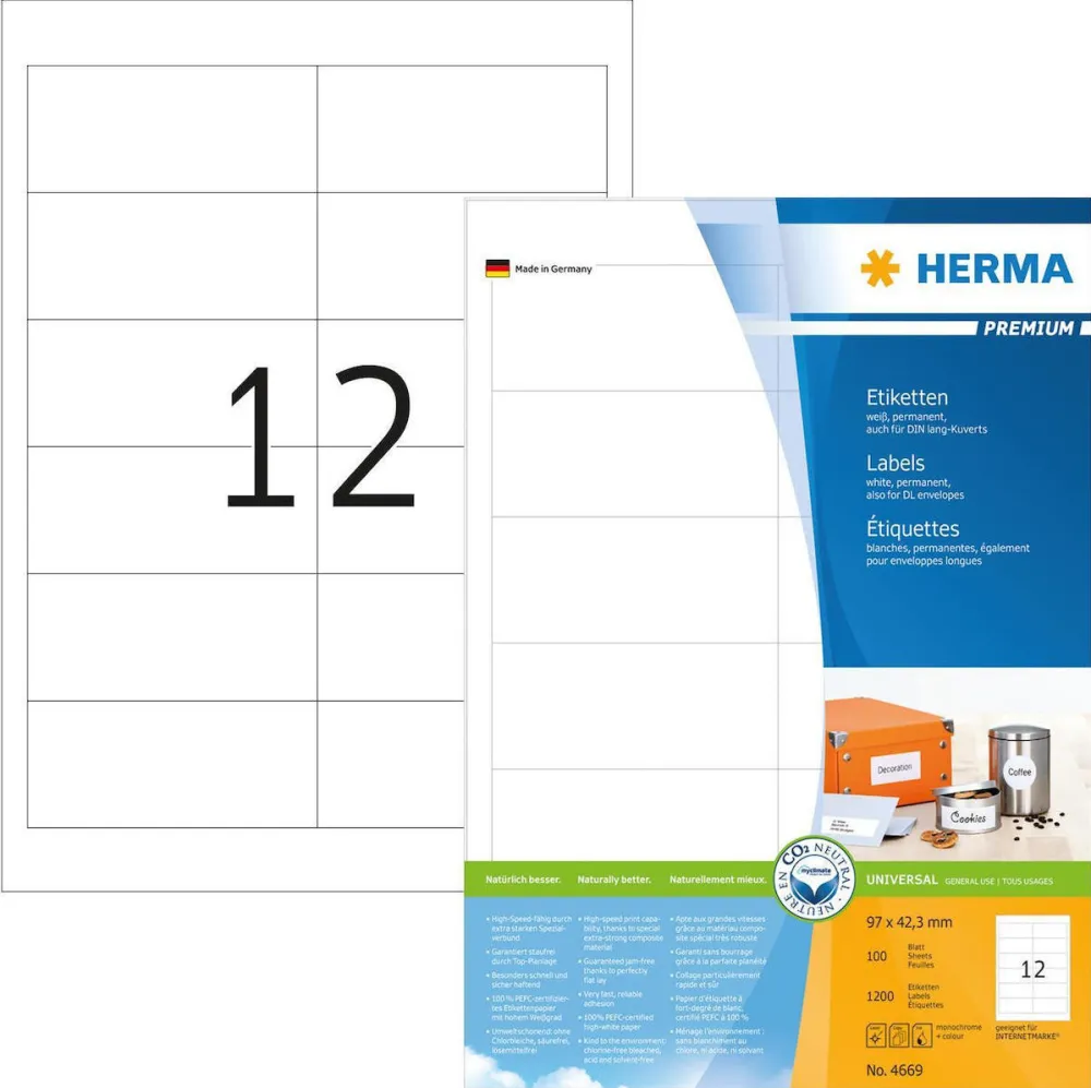 Etichete autoadezive Herma 4669 alb 97x42,3 mm