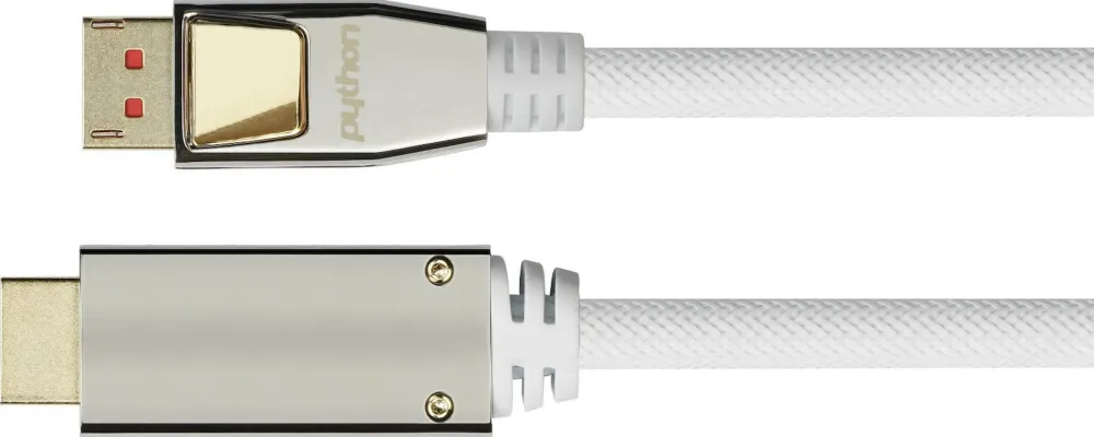 Cablu DisplayPort 1.4 la HDMI 2.0 Python GC-M0221 cu impletitura nylon 1 m alb