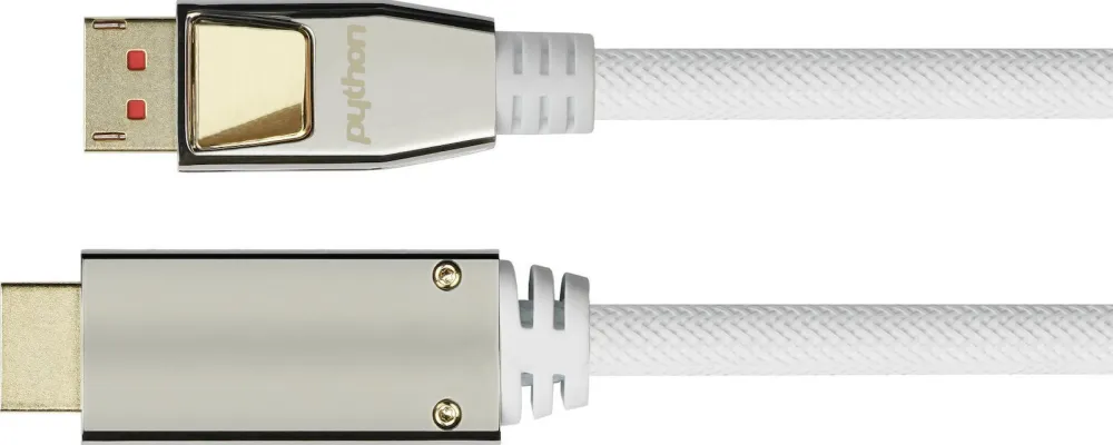 Cablu DisplayPort 1.4 la HDMI 2.0 Python GC-M0223 cu impletitura nylon 3 m alb