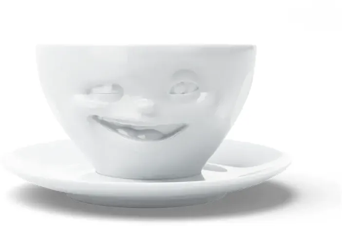 Cana de cafea cu farfurioara FIFTYEIGHT PRODUCTS Zwinkernd 200 ml alb