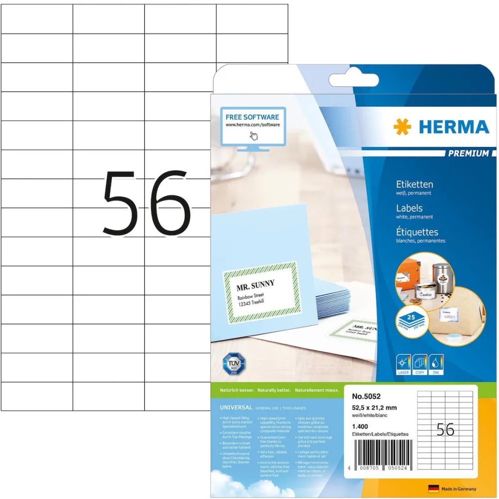 Etichete autoadezive Herma 5052 52,5x21,2 mm mat