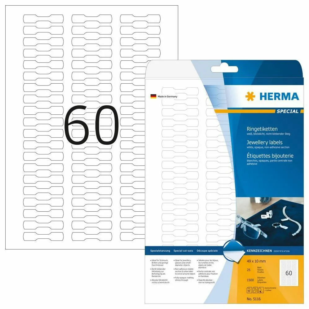 Etichete autoadezive Herma 5116 A4 49x10 mm alb opace 1500 buc