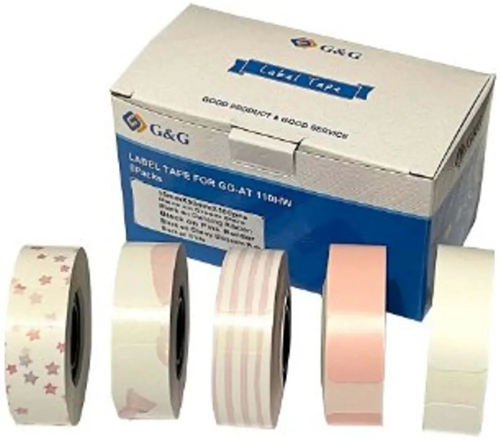 Set 5 role etichete autoadezive G&G 15x50 mm modele diferite