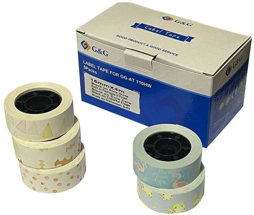 Set 5 role etichete autoadezive G&G 15x15 mm modele diferite