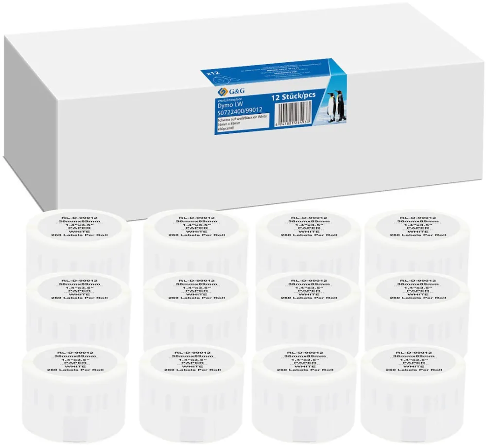 Etichete autoadezive G&G compatibil DYMO 99012 S0722400 36x89 mm 12 buc