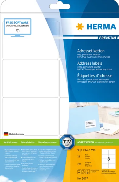Etichete autoadezive pentru adrese Herma 10018 A4 99,1 x 67,7 mm albe opace 200 buc