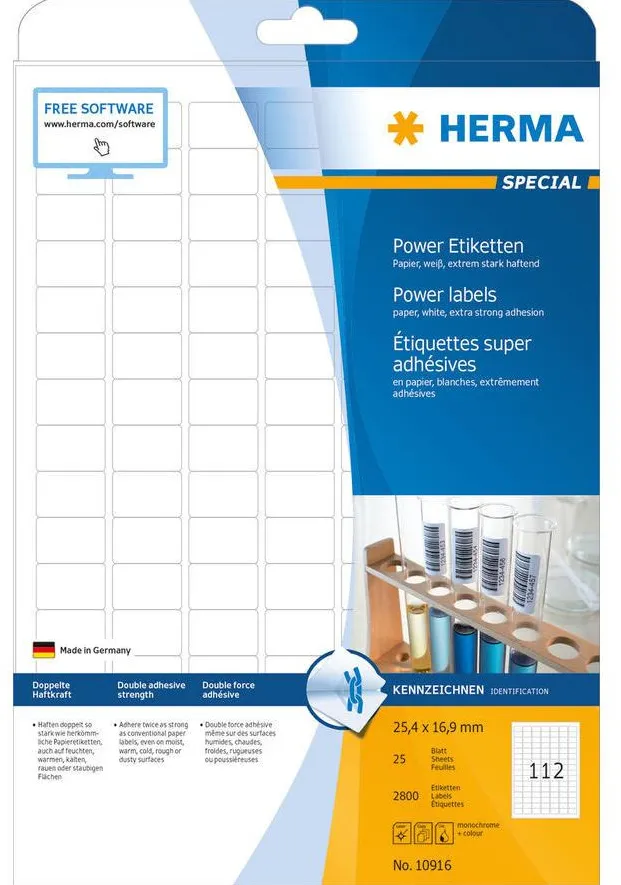 Etichete autoadezive Herma 10916 A4 alb 25,4x16,9 mm extrem de aderente 2800 buc