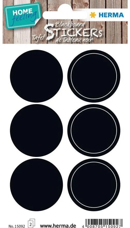 Etichete tip tabla Herma 15092 rotunde negru 12 buc