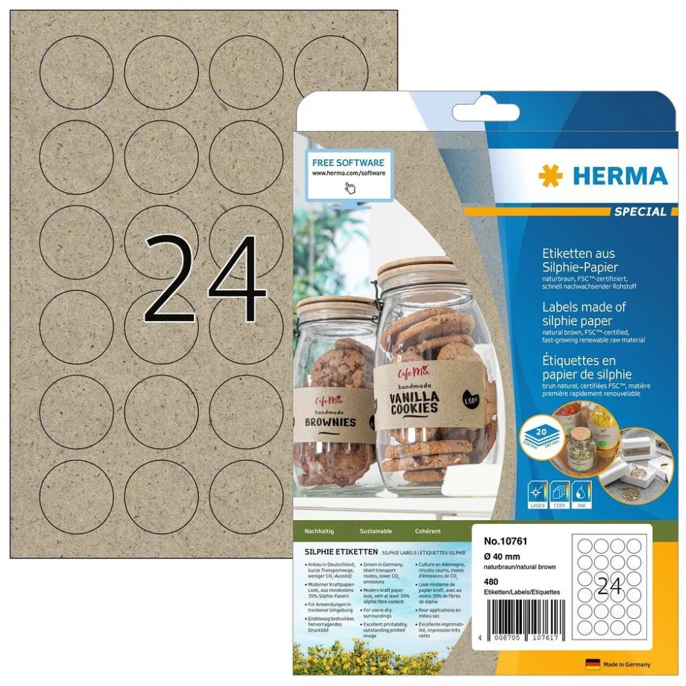 Etichete autoadezive Herma Silphie 10761 A4 rotunde 40 mm 20 coli