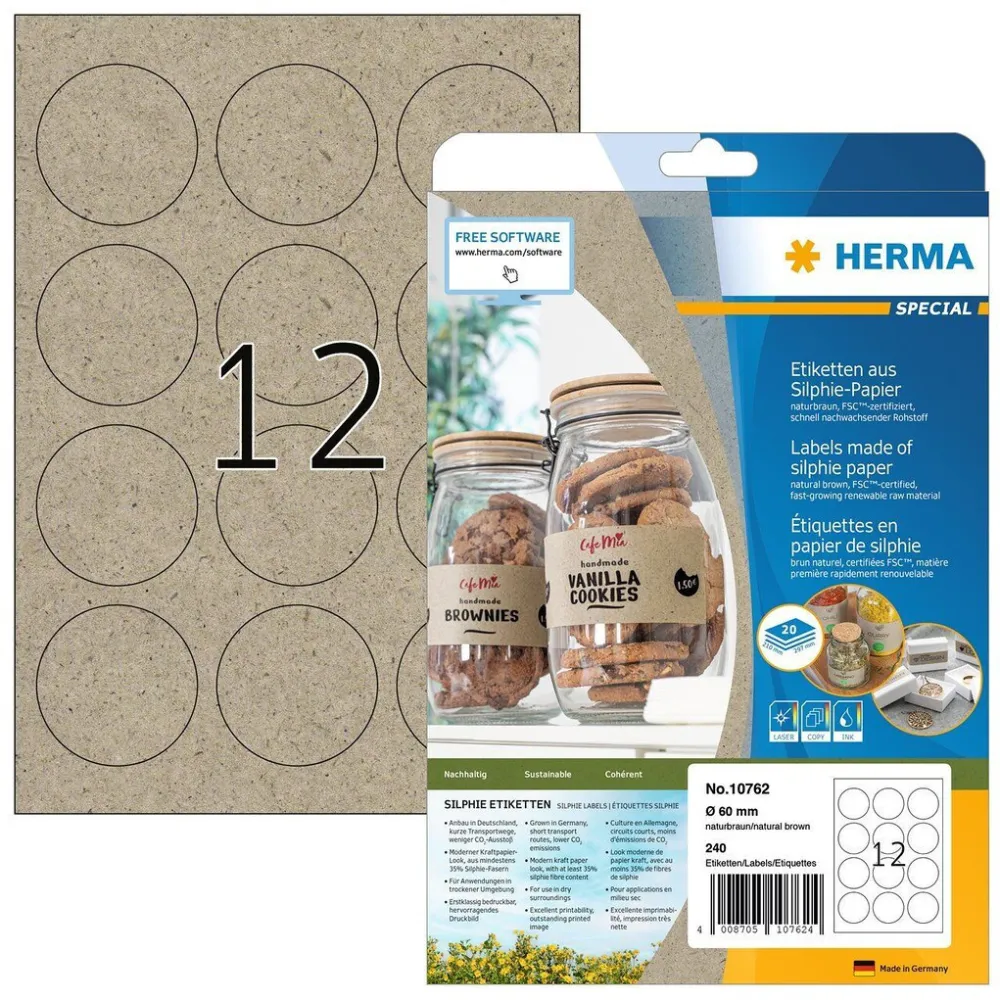 Etichete autoadezive Herma Silphie 10762 A4 rotunde 60 mm 20 coli