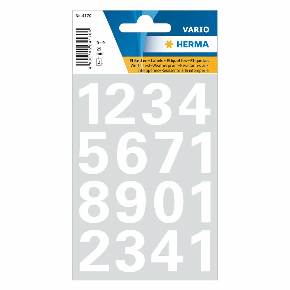 Etichete autoadezive cu cifre Herma 4170 0-9 25 mm folie rezistenta la intemperii alb 2 coli