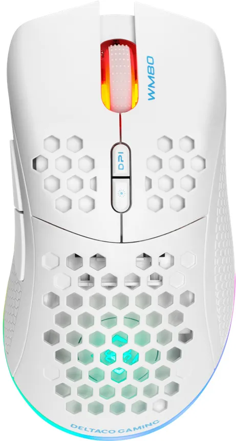 Mouse gaming DELTACO GAM-120-W USB RGB alb