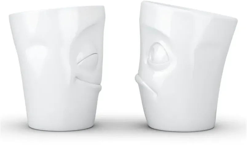 Set 2 pahare FIFTYEIGHT PRODUCTS Vergnugt & Verdutzt 350 ml alb