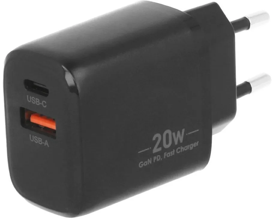 Incarcator telefon Movano GaN 20W USB-C PD negru USB-A
