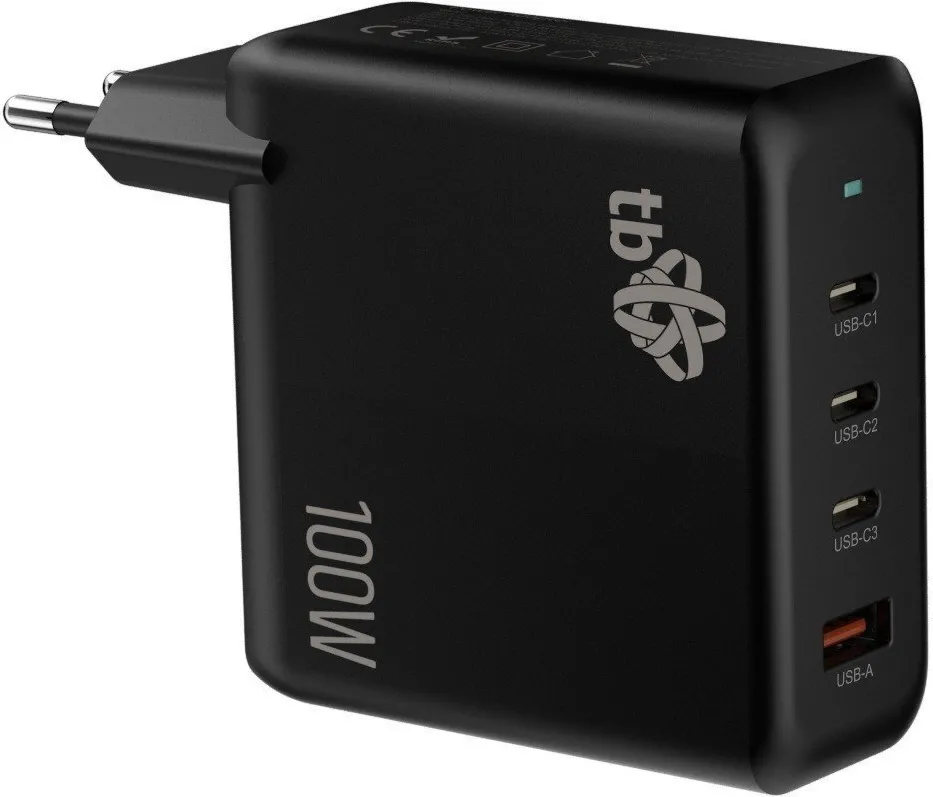 Incarcator retea TB GaN 100W 3x USB-C + USB-A Power Delivery negru