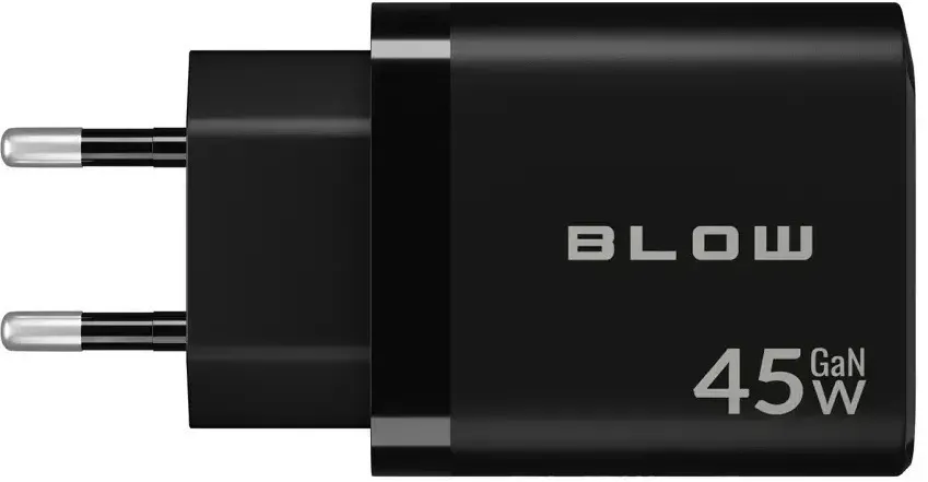 Incarcator de perete Blow 76-033 GaN 45W USB-A + USB-C PD cu cablu USB-C negru