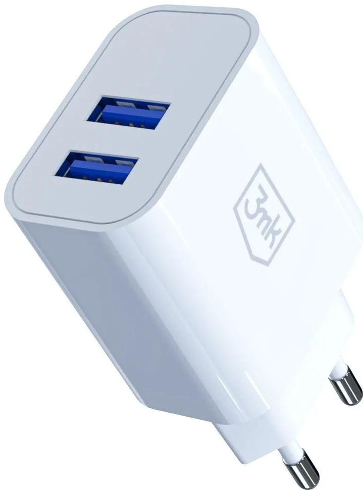 Incarcator retea 3MK FlowPower 10W 2x USB-A 2,4A alb