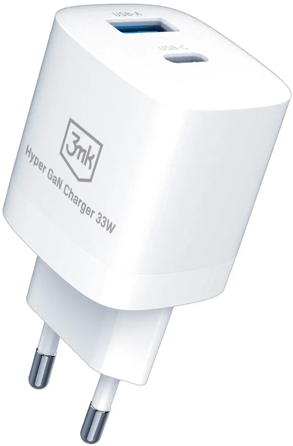 Incarcator retea 3MK GaN 33W USB-A + USB-C QC4+ PPS alb