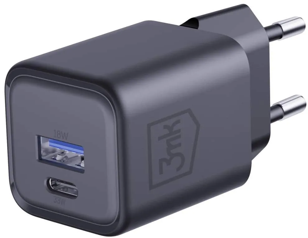Incarcator retea 3MK GaN 33W USB-A + USB-C QC4+ PPS negru