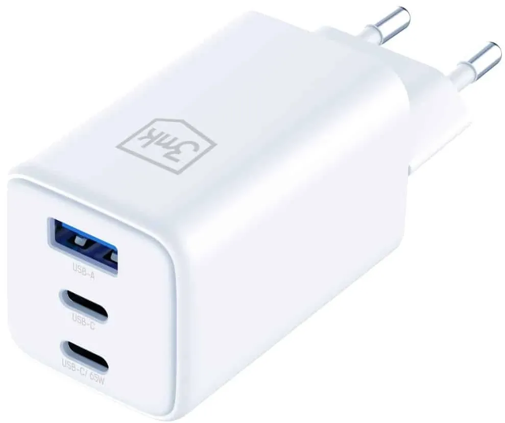 Incarcator retea 3MK GaN 65W QC4+ 1x USB-A + 2x USB-C alb