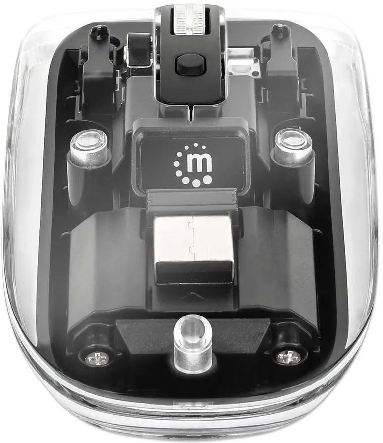 Mouse wireless MANHATTAN 190268 USB-A 4 butoane RGB LED negru transparent