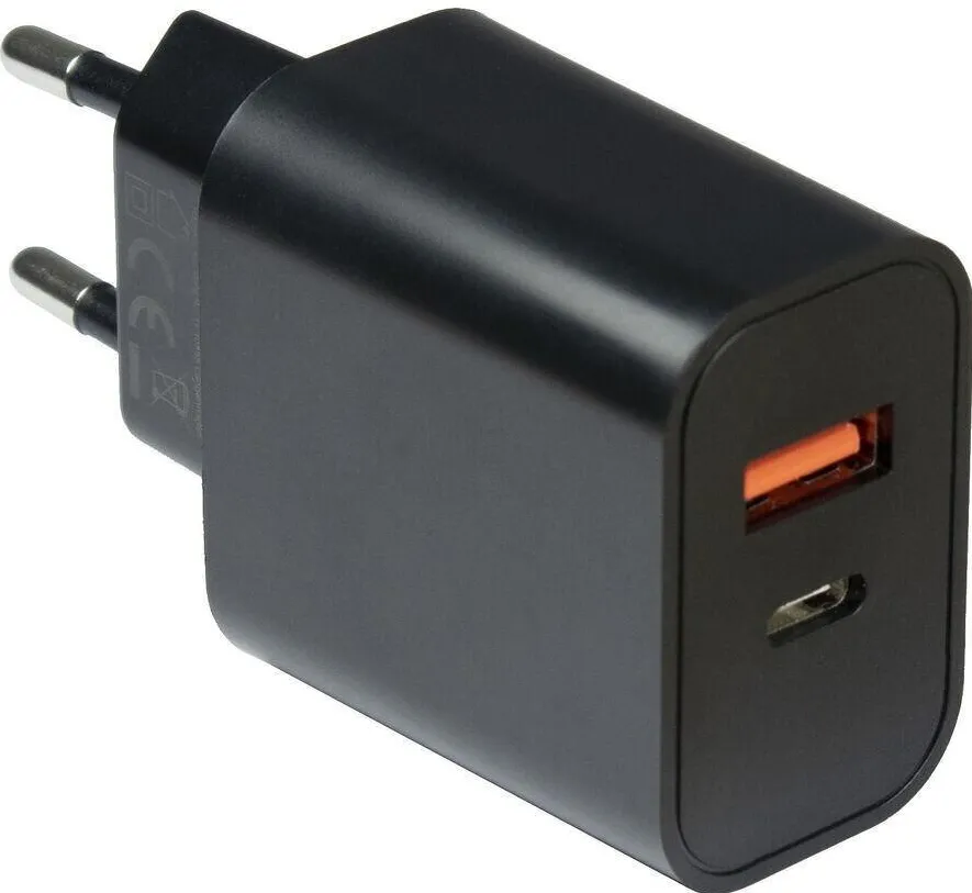 Incarcator de perete Argus 230 V 1x USB-C 20 W + 1x USB-A 20 W negru
