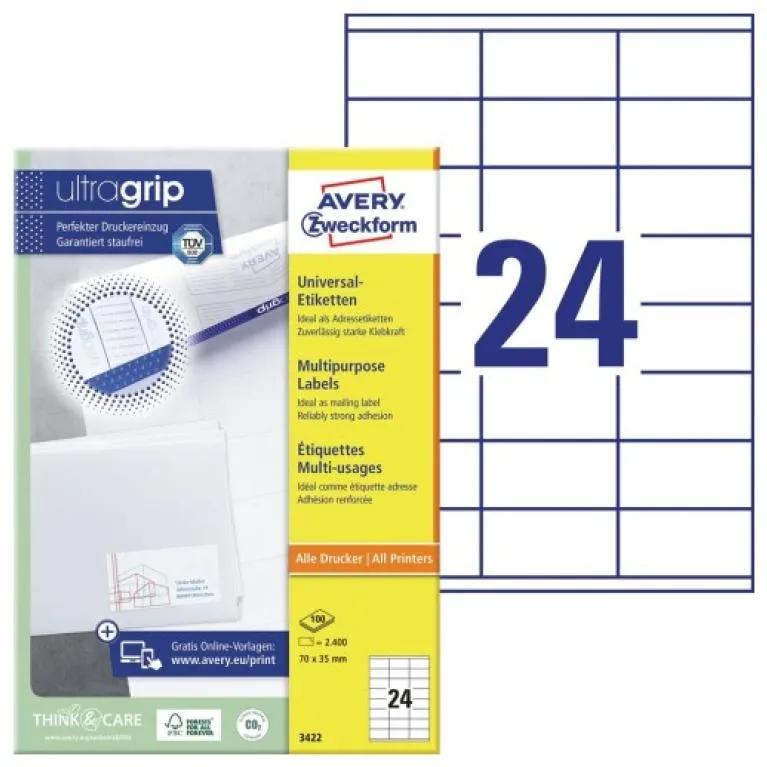 AVERY Zweckform, Labels Avery 70 x 35mm A4 (3422)