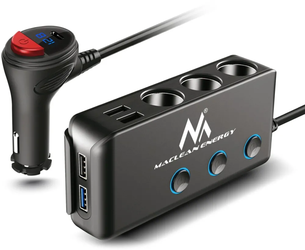 MACLEAN MCE218 SHUTTER SOCKET 12-24V 4xUSB PD QC