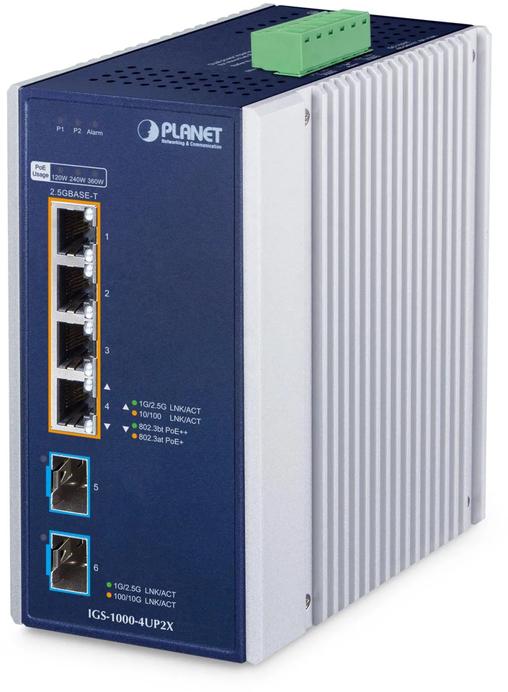 Switch Planet Industrial 4-Port PoE++ Switch IGS-1000-4UP2X