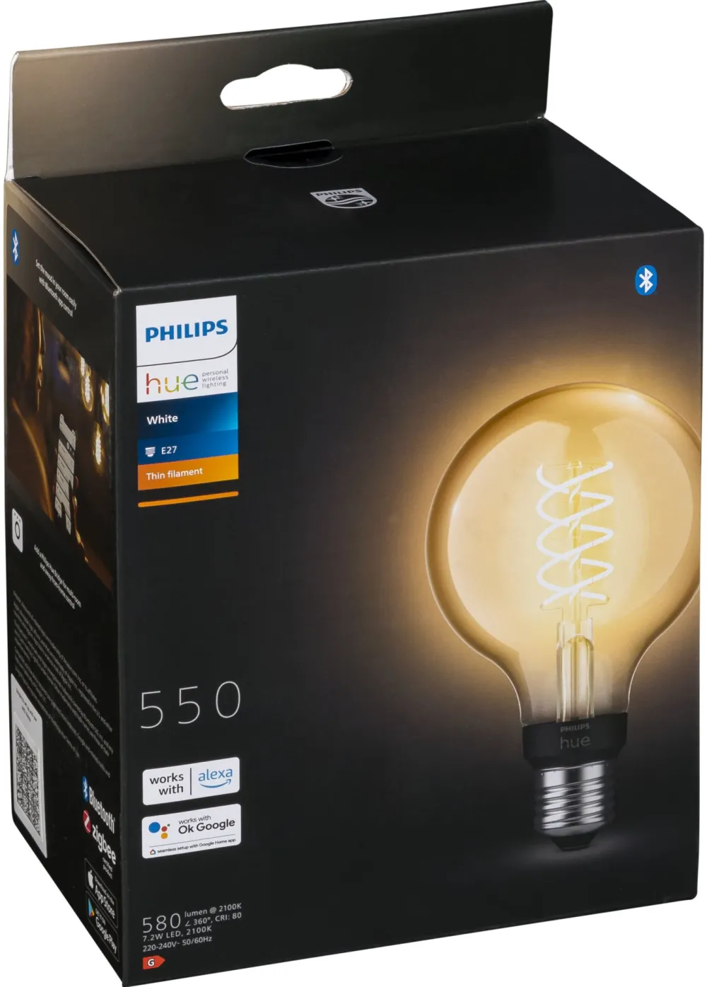 Philips Hue White Filament E27 Globe G93 550lm