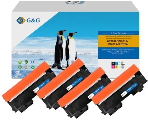 Set 4 tonere G&G compatibil HP 117A negru cyan magenta galben