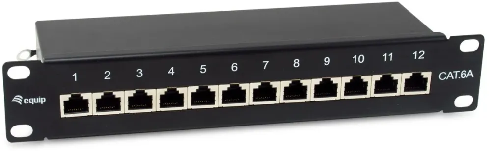 Accesoriu Retea EQUIP 10" Patchpanel 12xRJ45 Cat6a FTP 1U 500MHz RAL9005