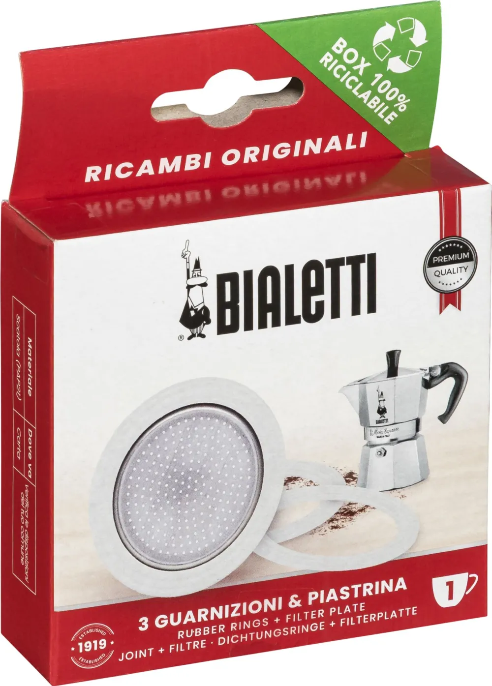 BIALETTI Ricambi 3 Ersatz- dichtungen +1 Filter 1 Tasse