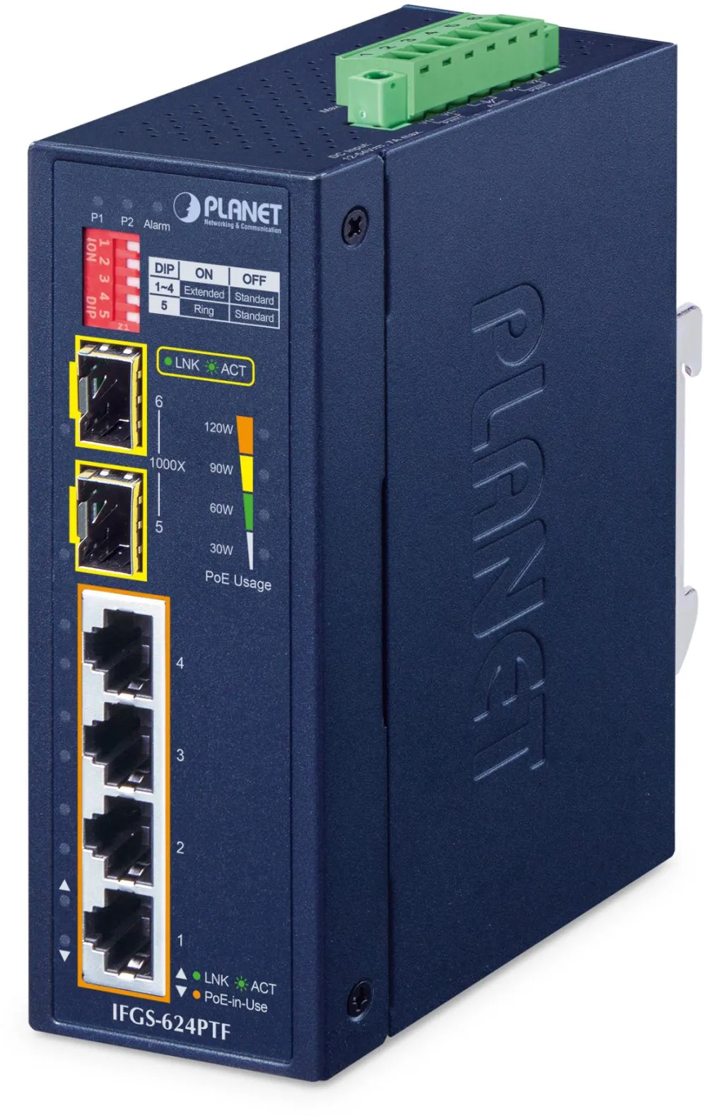Switch Planet Industrial 4-Port 100TX+2-Port 100TX SFP IFGS-624PTF