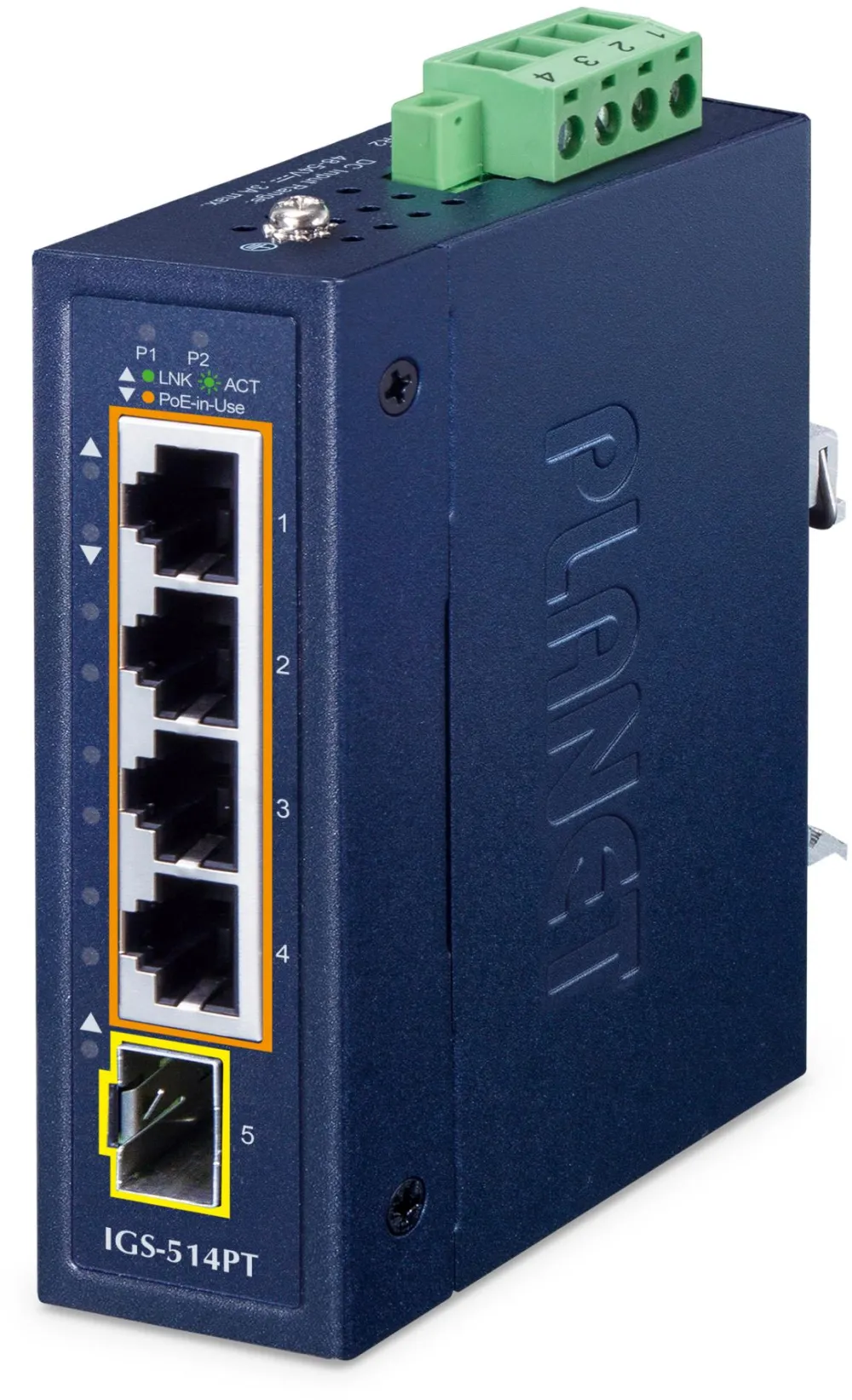 Switch Planet Industrial 4-Port PoE + 1-Port SFP IGS-514PT