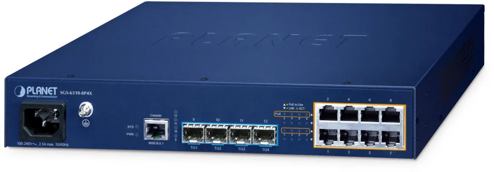 Switch Planet 8-Port L3 PoE+ Managed SGS-6310-8P4X
