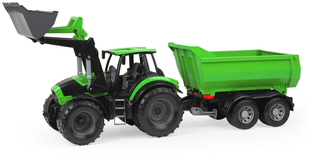 Jucarie Educationala Lena Worxx Tractor Deutz-Fahr with trailer 74 cm