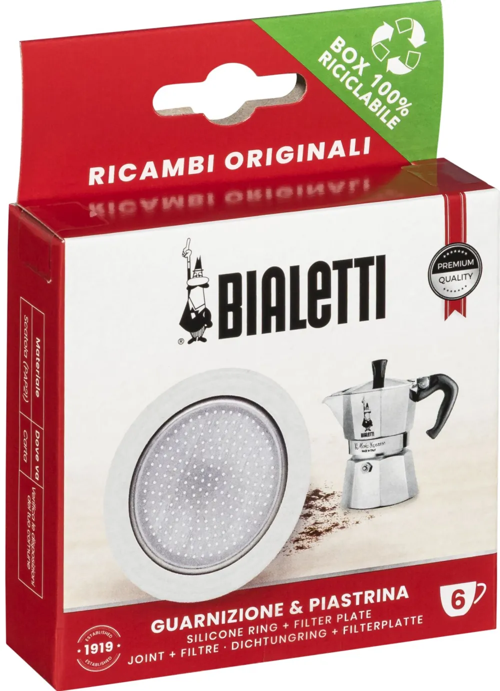 BIALETTI Ricambi Induc. 1 Ersatz dichtung + 1 Filter 6 Tassen
