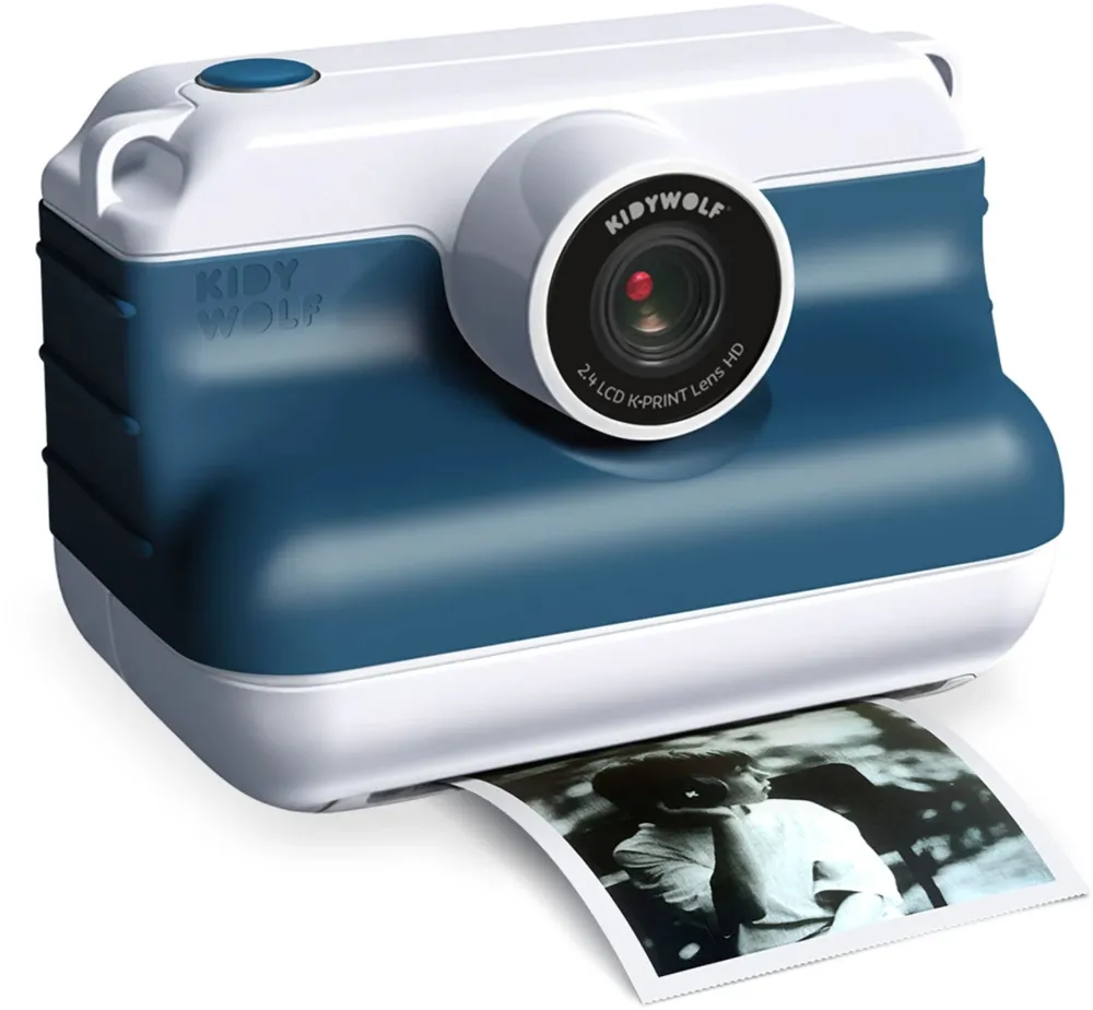 Aparat foto instant Kidywolf cu functie selfie albastru