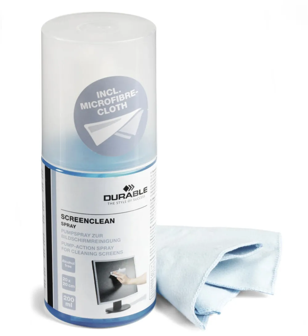 Solutie de curatare Durable SCREENCLEAN SPRAY 200ml Pump Action Spray + Cloth 582300