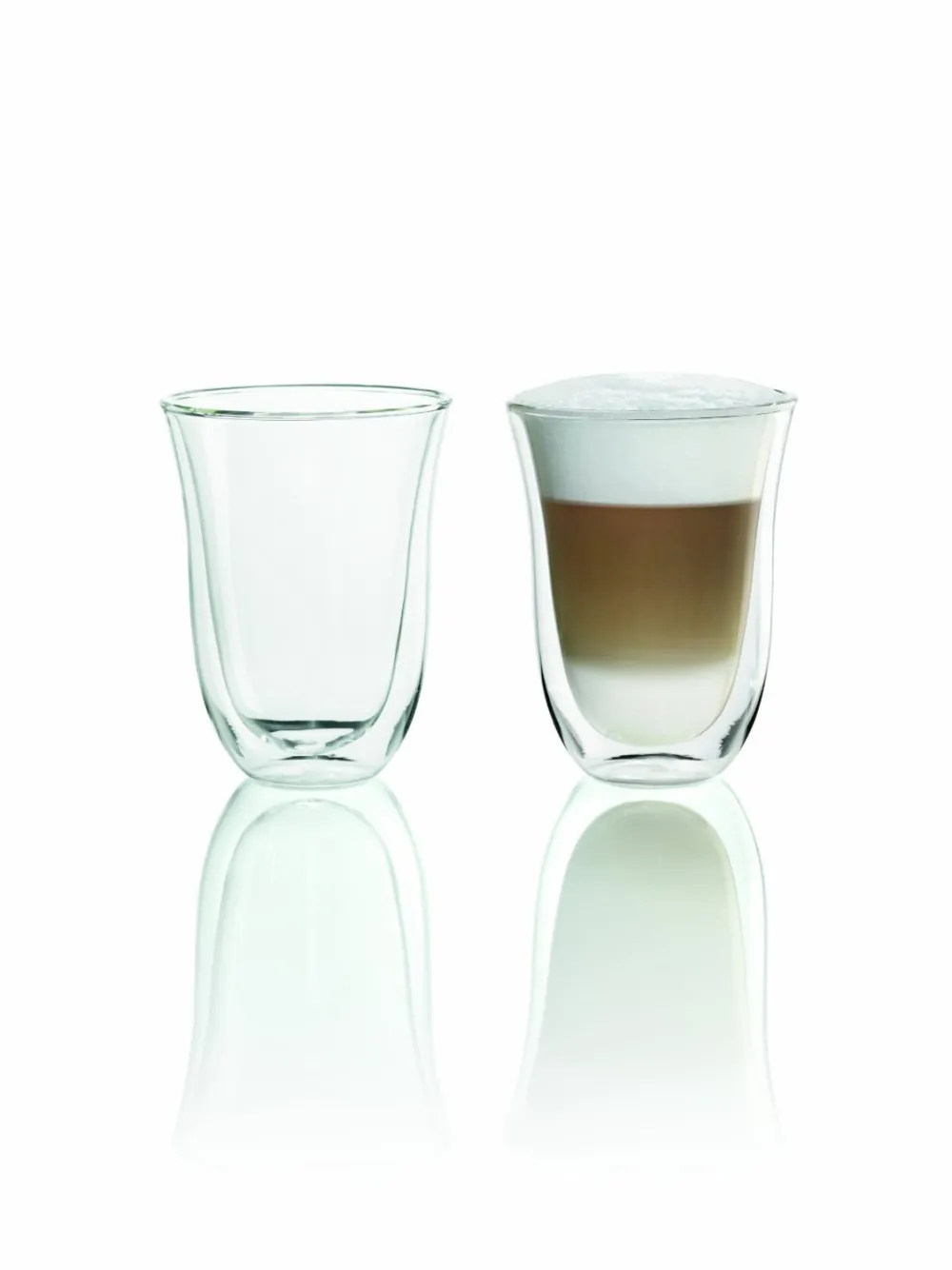Set 2 pahare DeLonghi Latte DLSC312 2x330ml Sticla termorezistenta Transparente Perete dublu