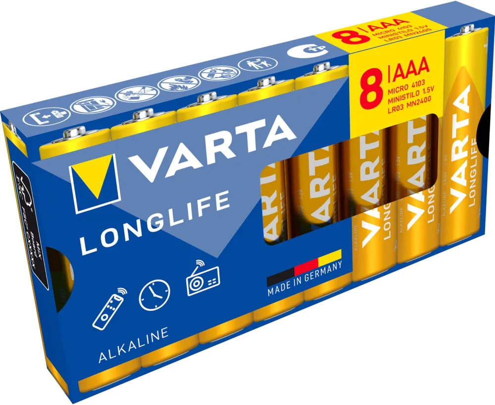 1x8 Varta Longlife AAA LR 3 Blister Pack