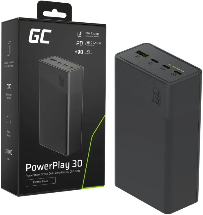 Powerbank 30 000mAh, 22.5W, 4 ports, black