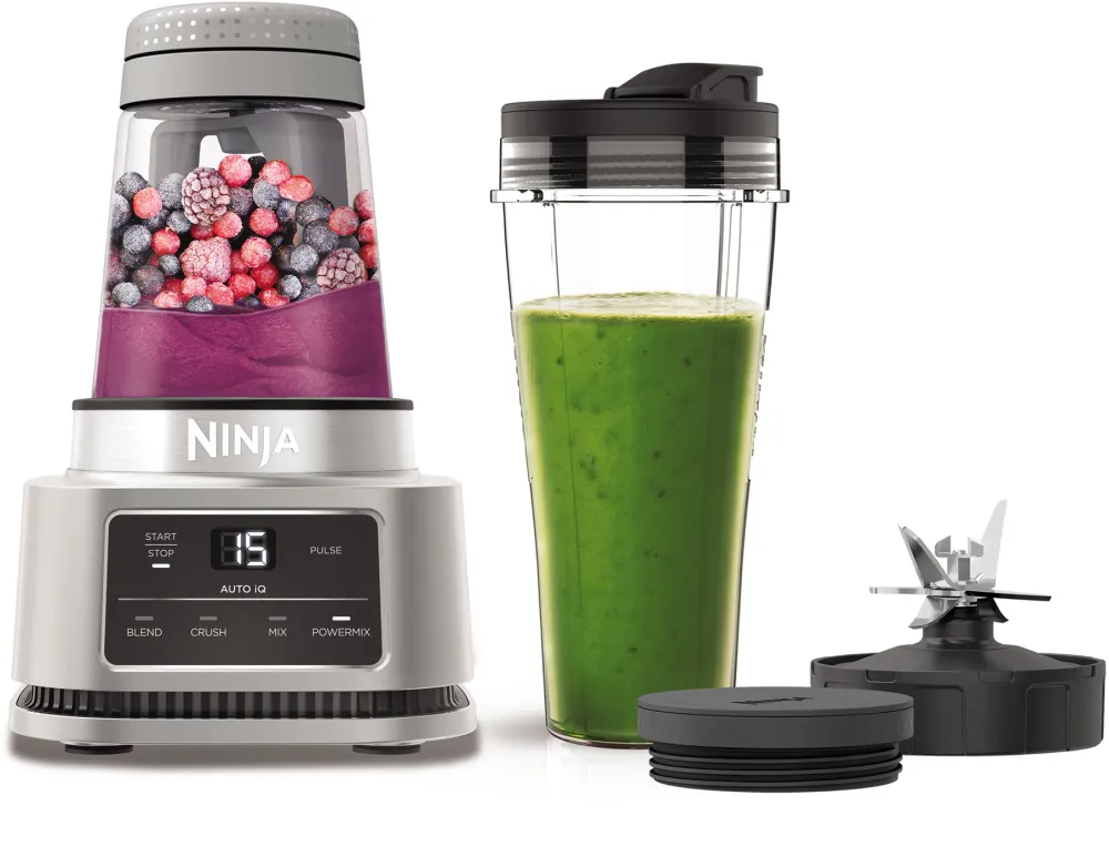 NINJA Blender 2 in 1 CB100EU, 1100W, 400ml Power Nutri Bowl, 700ml Power Nutri Cup, Gri